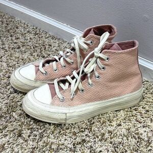 Converse Chuck 70 Hi High Top Terracotta Pink Textured Knit Sneakers A04620C 7W